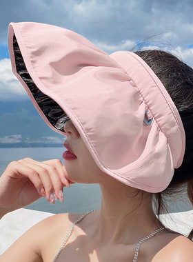 Summer sun hat, black women's sun hat夏天遮阳防晒帽黑胶