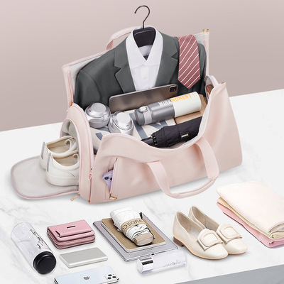 Waterproof travel suit bag, women's pink luggage bag行李袋