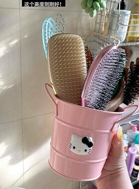 ins风可爱Kat猫铁艺大容量小众化妆品刷子梳子摆件笔筒