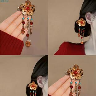 铜钱发夹高颜值喜庆过年有钱花发饰汉服头饰超仙流苏新年古风发卡