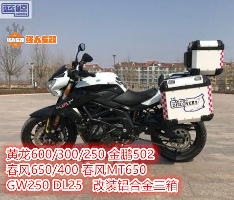 黄龙600/300金鹏502摩瑞DL/GW250蓝鲸铝合金边箱尾箱储物三箱摩托