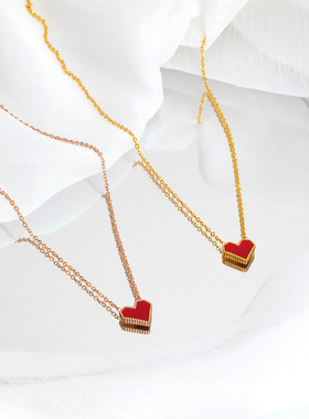 法式复古爱心项链，百搭不掉色，