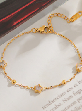 精致闪钻钛钢手链女款