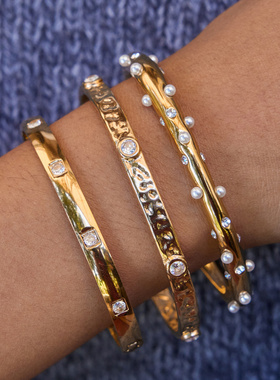 钛钢锆石手镯18k金不锈钢饰品