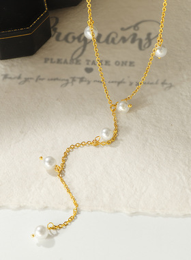 欧美新款Y形珍珠项链6