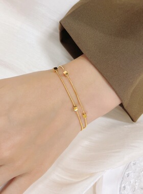 高级简约金色小方块手链