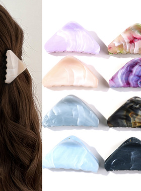 奇阅uv喷漆大理石纹PS三角形发夹简约高级感鲨鱼夹后脑勺盘发发饰