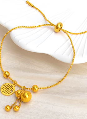 福字葫芦钛钢手链女30