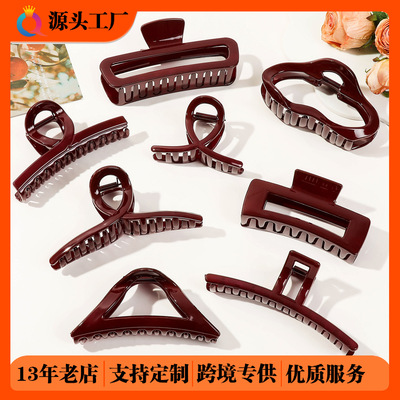 奇阅深红色抓夹高级感新年发夹盘