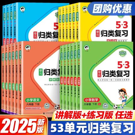 2025秋新版五三53单元归类复习练习版小学一二三四五六年级上下册语文数学英语人教版北师大苏教版专项训练5.3天天练正版书籍