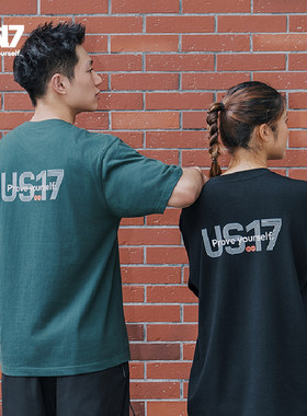 【8月特惠】US17复古线阵主题印花休闲短袖T恤夏季棉短袖