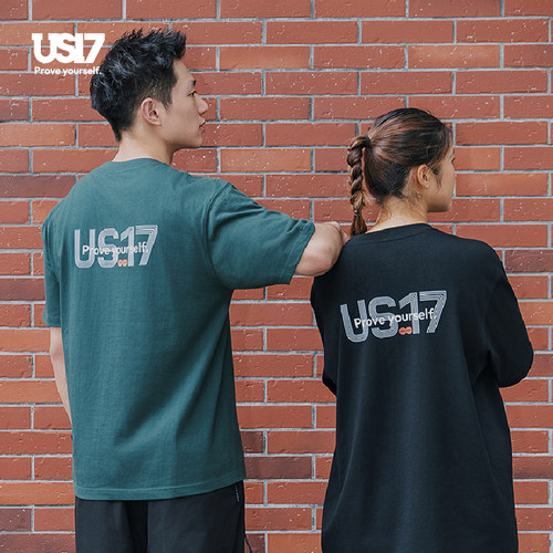 US17复古线阵主题印花休闲短袖T恤夏季棉短袖
