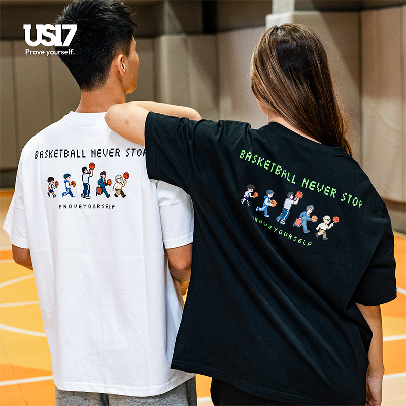 US17终生赛场像素T恤运动休闲T恤男女同款宽松透气