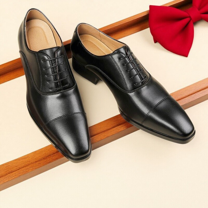 英伦新款日系三接头商务正装皮鞋