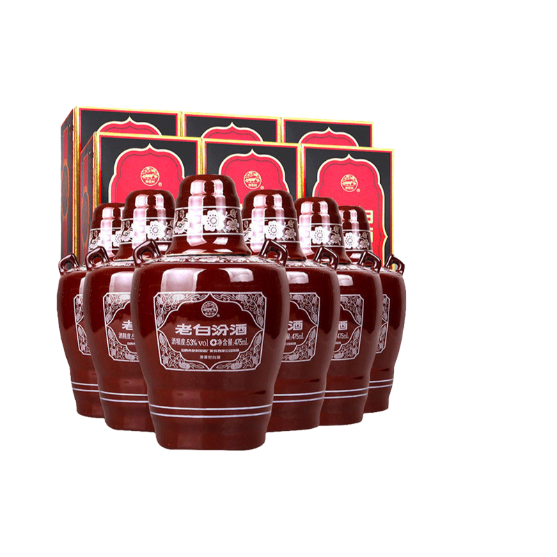 汾酒53度十(10)老白汾酒475ML整箱6瓶装山西特产清香型高度白酒