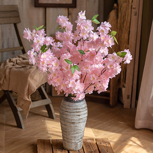 仿真花束粉色樱花套装绿叶精致绿植花艺室内家居装饰浪漫氛围摆件