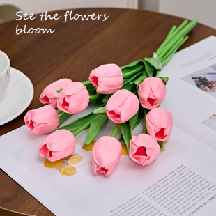 郁金香仿真花假花摆设房间装 饰花卉摆件永生干花花束高档客厅绿植