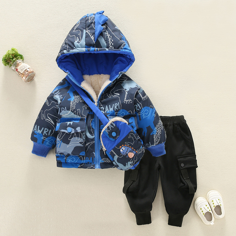 男童棉衣冬装加厚羽绒棉服1-3岁男宝宝加绒外套2婴幼儿棉袄套装潮