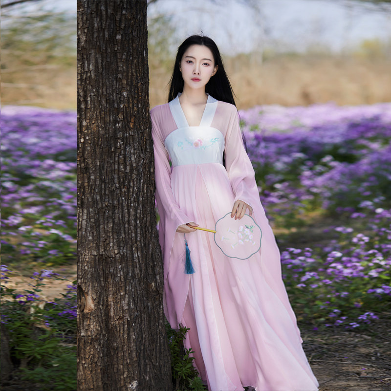 仙气汉服女装汉元素国风春夏日常刺绣襦裙齐胸改良版连衣裙古装女