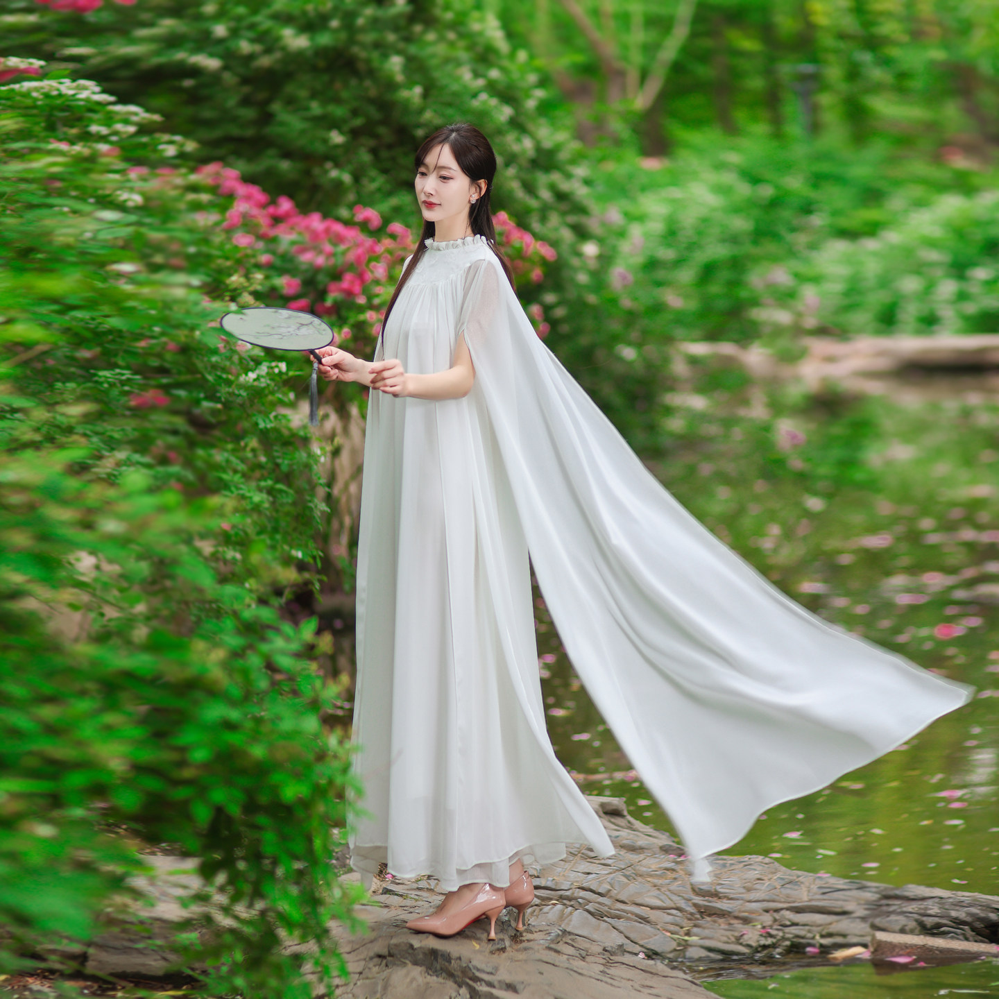 新中式汉服仙气古筝演出服连衣裙图片
