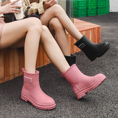 厨房胶鞋 好看 洋气时尚 外出短筒韩国雨靴厚底防滑防水鞋 雨鞋 女款