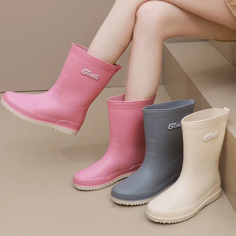 雨鞋女款成人时尚中筒雨靴加绒保暖水鞋女防水防滑洗车鞋厨房胶鞋