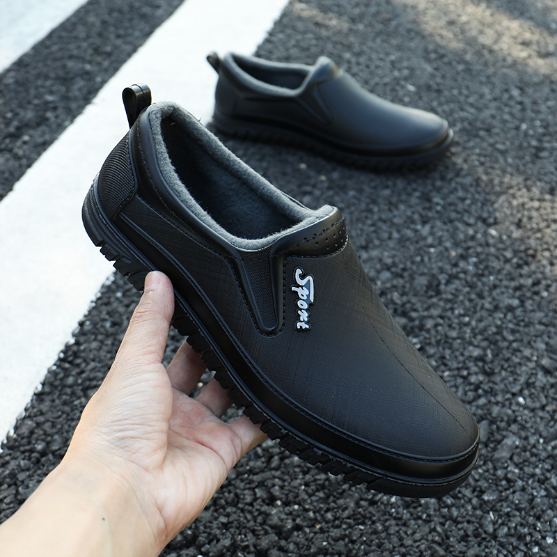 低帮加绒雨鞋冬季保暖防水耐磨