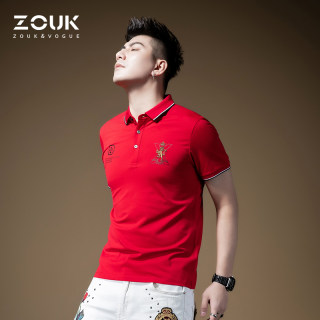 ZOUK欧货大牌t恤男高端短袖刺绣条纹翻领polo衫潮牌时尚英伦港风