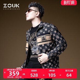 潮痞帅字母印花立领教练夹克男潮牌高街上衣 2021新款 ZOUK秋季 男装