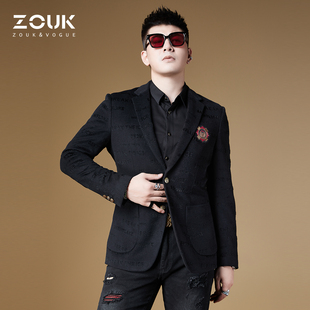 新款 休闲西装 外套男高级感轻奢男士 ZOUK字母暗纹刺绣欧货羊毛西装