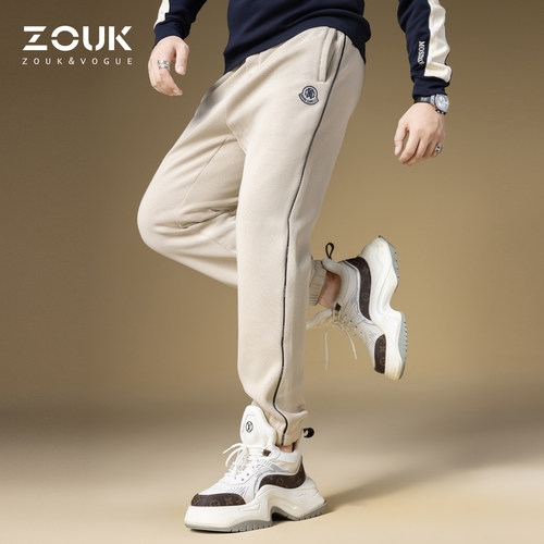 ZOUK美式高街裤子男潮牌刺绣运动休闲裤男2024新款束脚卫裤男款