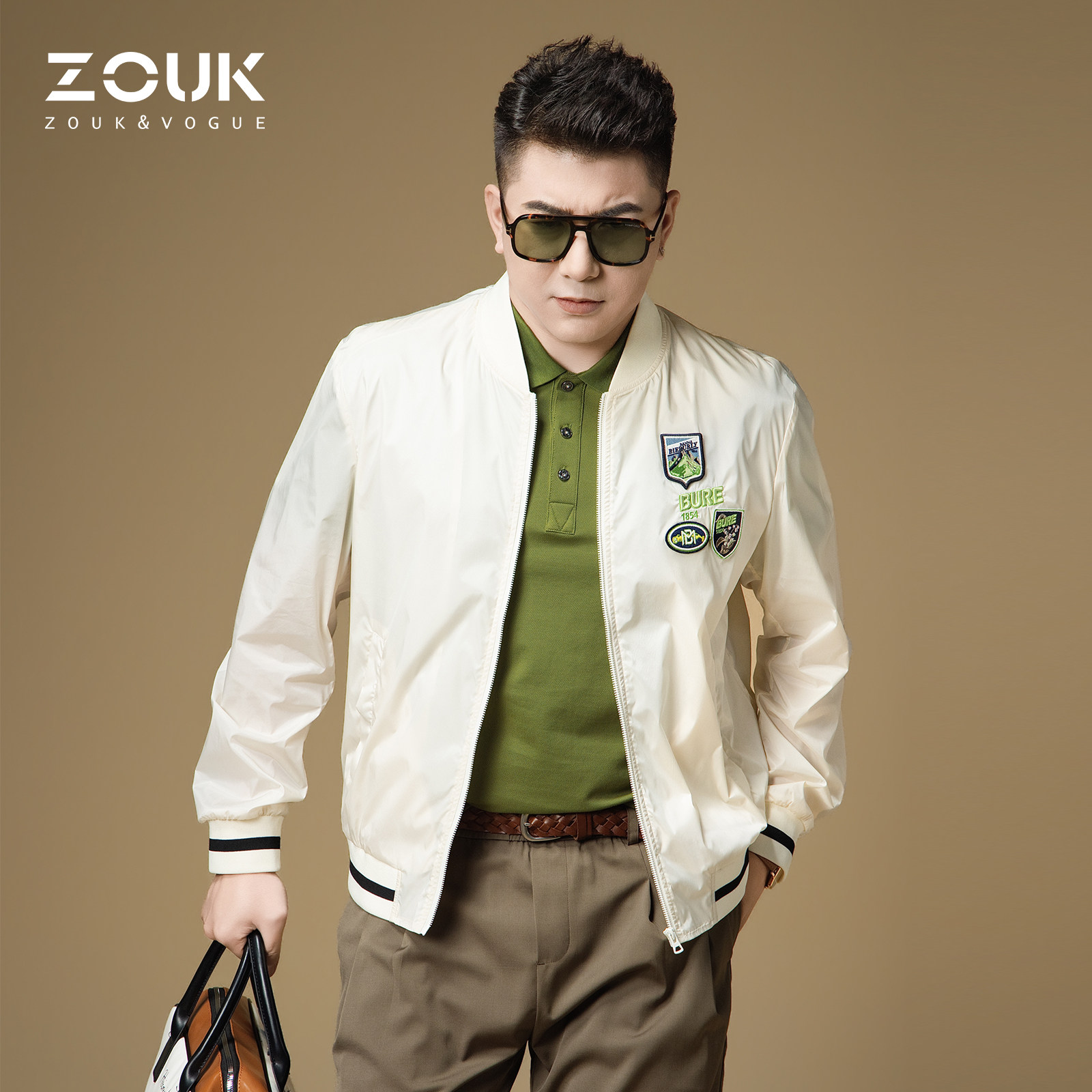 ZOUK男士夹克春季薄款徽章刺绣美式棒球服外套潮牌2026新款上衣
