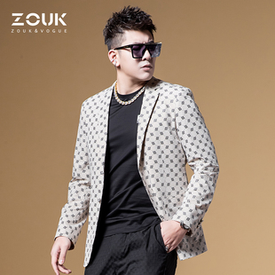 ZOUK欧货西装 轻奢休闲西服潮 外套男高级感痞帅字母满花设计感男装
