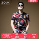 ZOUK欧货数码 体恤 复古潮牌百搭潮流修身 印花短袖 t恤男2021年新款