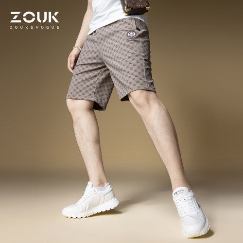 ZOUK欧洲站男裤子2024新款夏季短裤男潮牌字母小满花休闲沙滩裤