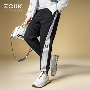 潮流百搭男士 子男款 休闲裤 2025新款 薄 ZOUK撞色条纹美式 卫裤 高街裤