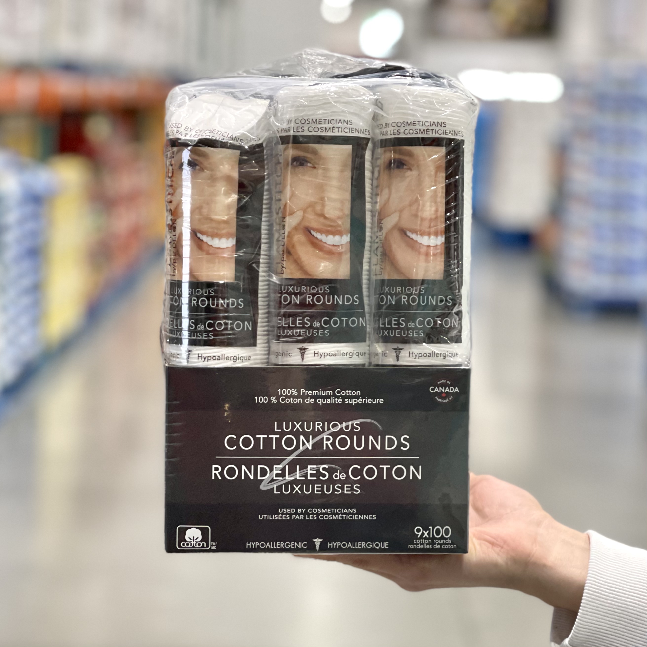 加拿大进口delon化妆棉卸妆棉100片*9包 卸妆用纯棉脸部眼唇专用