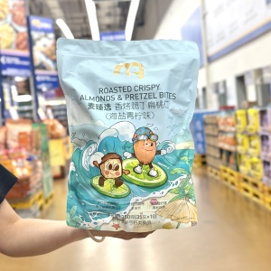 麦德龙代购麦臻选香烤脆丁扁桃仁海盐青柠味350g熟制坚果仁小零食