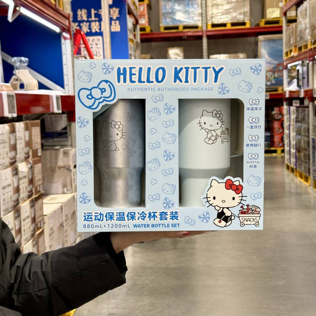正品代购三丽鸥大容量不锈钢保温杯880ml+1200ml冷饮杯运动水杯