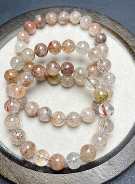 天然黑金超水晶手链单圈黑发晶手串男女水晶百搭简约饰品礼物带棉