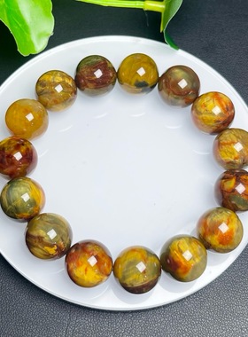 非洲天然彼得石方糖手链棕黄色暴风雨石手串礼物地球纹饰品女