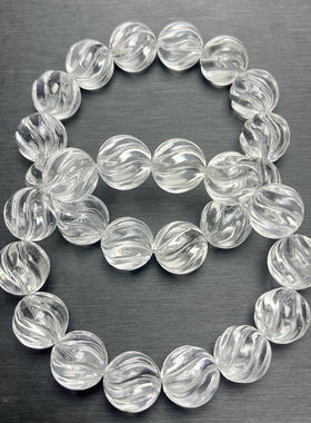 天然白水晶扭珠手链男女款条纹水晶珠情侣手串单圈圆珠饰品礼物