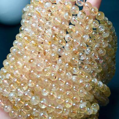 天然黄塔晶多圈手链 女黄水晶三圈手串饰品气质礼物带白棉Citrine