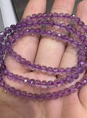 天然紫水晶切面手链女款浅紫晶多圈手串饰品礼物复古