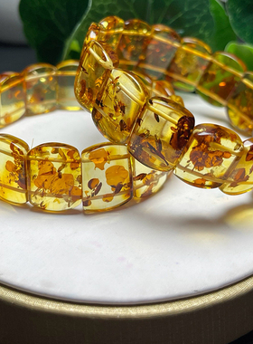 特价保真天然花珀手排 男女琥珀手串文玩饰品礼物 支持复检