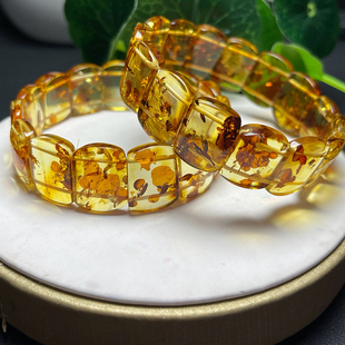特价保真天然花珀手排 男女琥珀手串文玩饰品礼物 支持复检