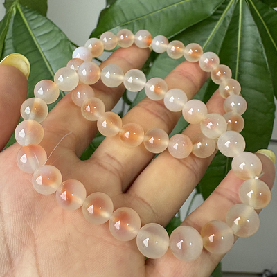 木与海白黄糖心玛瑙冰透手链
