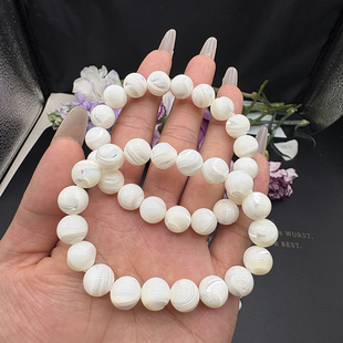 灯箱实拍 天然银丝贝手链 女款饰品礼物 存在自然瑕疵