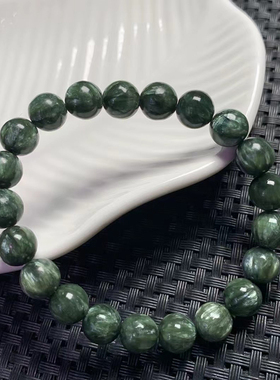 天然绿龙晶手链男女绿泥石手串羽毛龙鳞片水晶饰品礼物