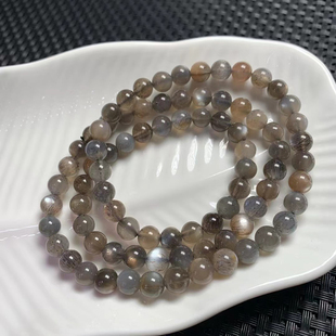 天然黑金骨干多圈手链 男女款三圈黑骨干手串太阳石日月光石礼物